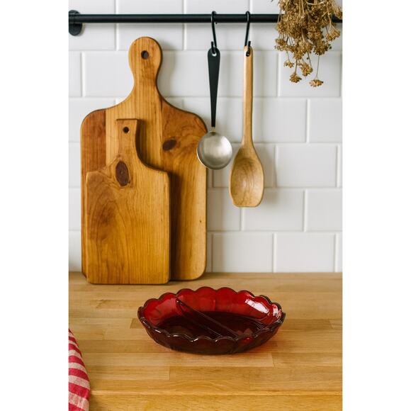 Vintage Avon Cape Cod Ruby Red Divided Relish Dish – Oval Scalloped Edge - Picture 2 of 8
